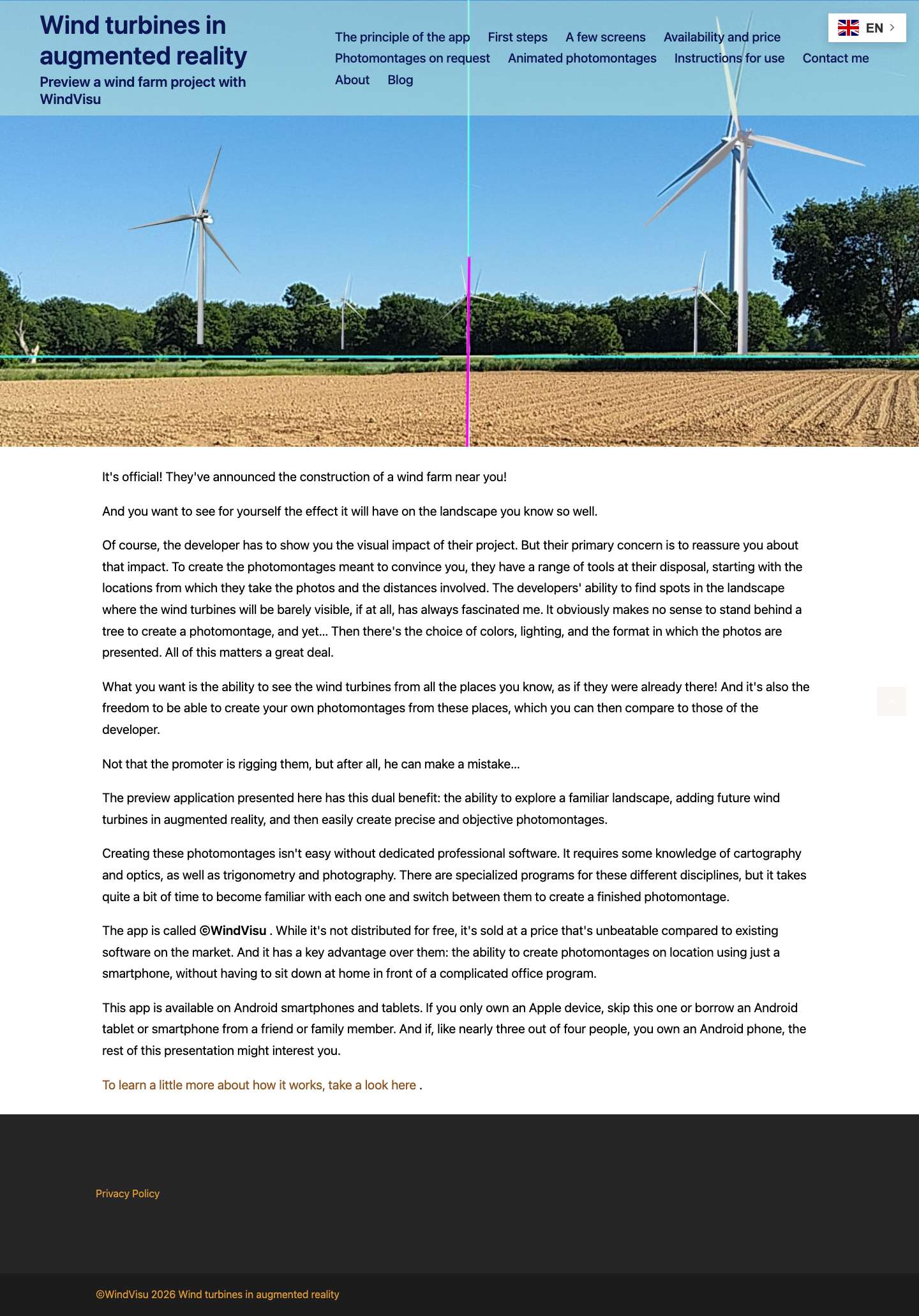 Visualisation et photomontage - Eoliennes en réalité augmentée - Full Screenshot