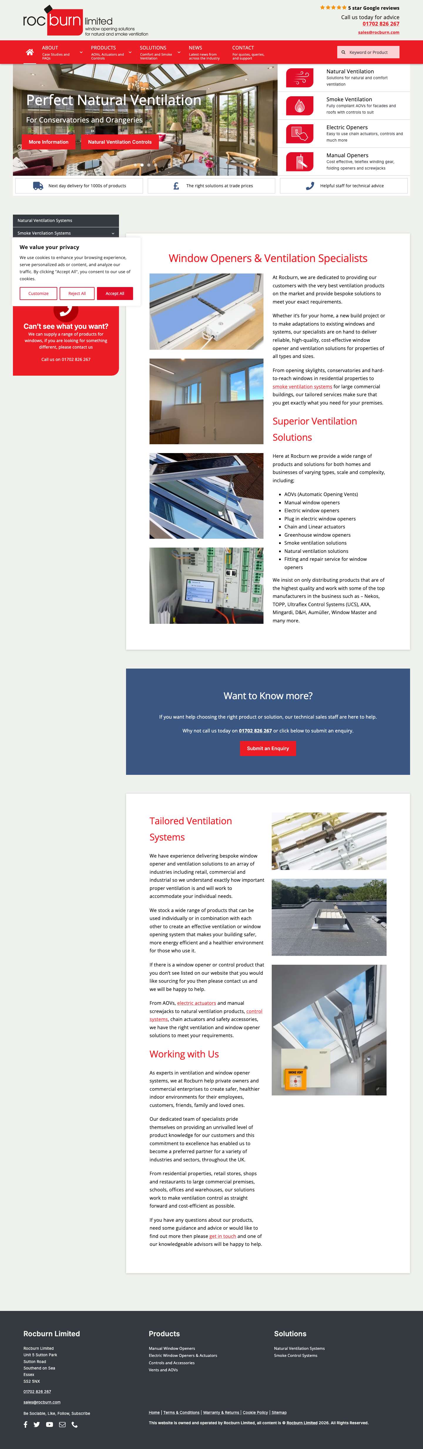 The Leading Window Openers & Ventiliation Specialists | Rocburn - Full Screenshot