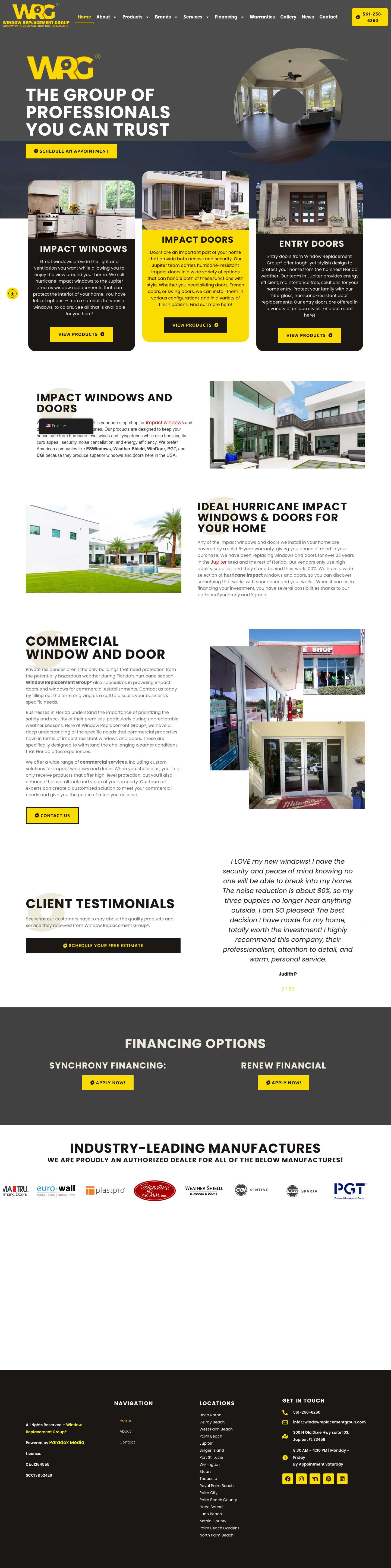 Window Replacement Group - Impact Windows and Doors - Full Screenshot