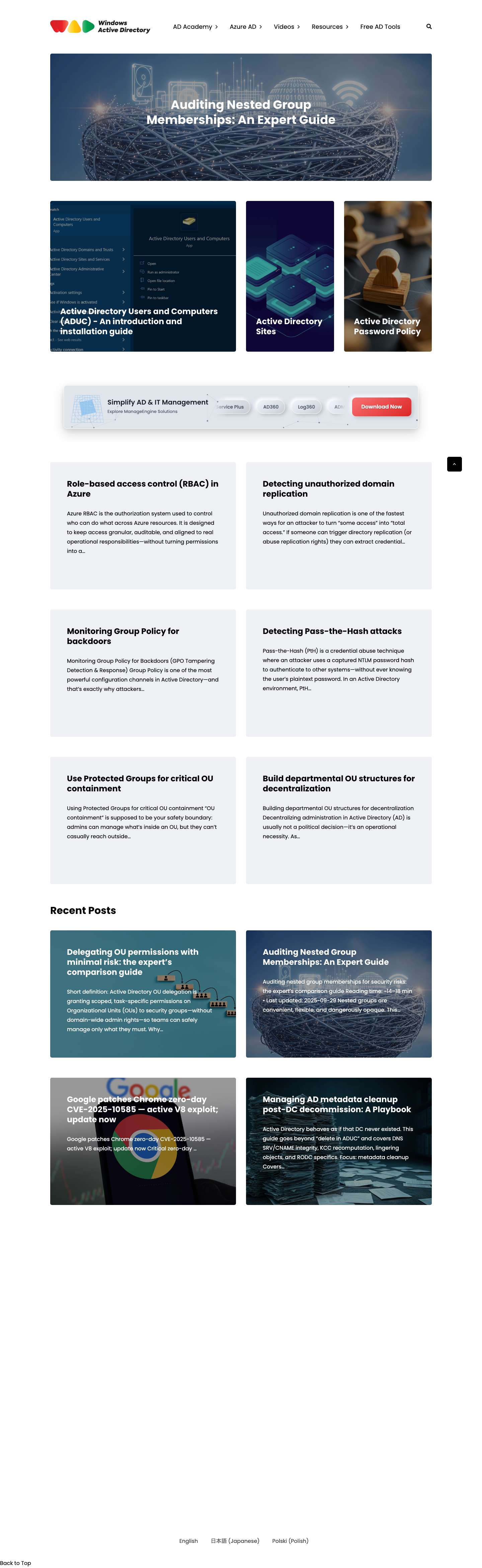 Windows Active Directory - Windows Active DirectoryManageEngine AD & IT Management SolutionsWAD — Free AD Tools Banner - Full Screenshot