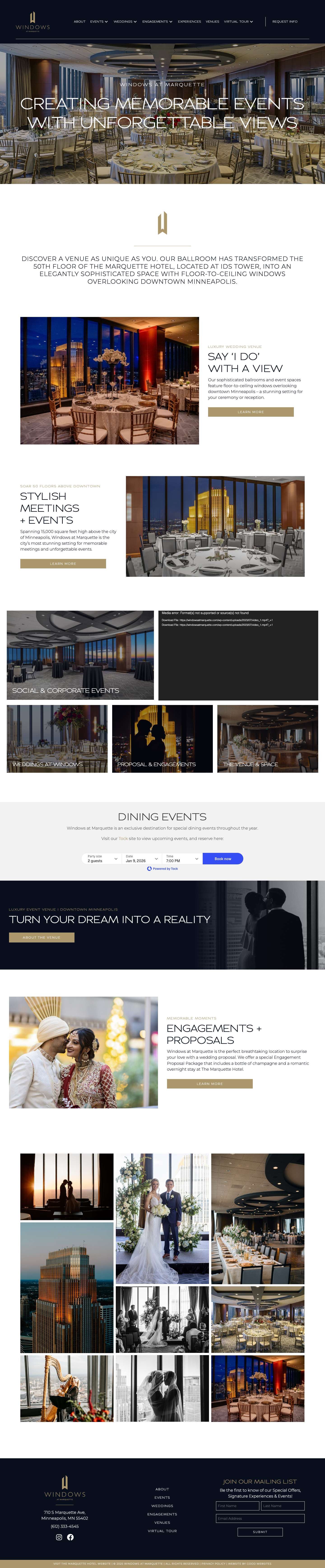 Windows at Marquette | Memorable Events, Unforgettable Views - Full Screenshot