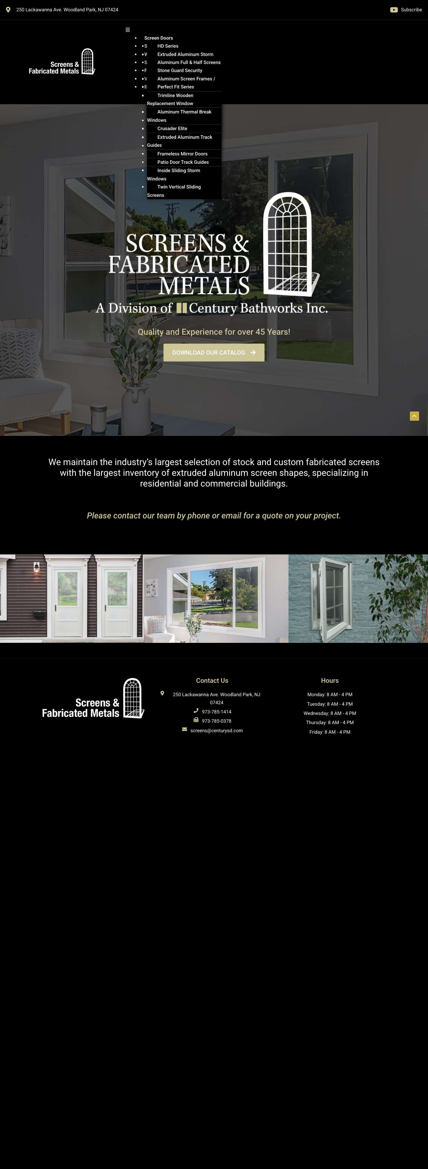 Screens & Fabricated Metals – Quality and Experience for over 45 years! - Full Screenshot