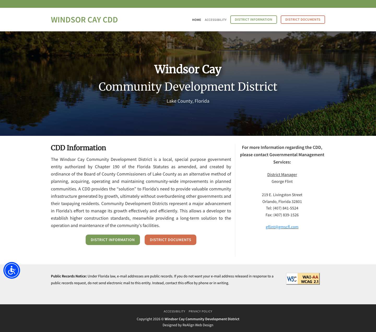 Windsor Cay CDD – Community Development District Website - Full Screenshot