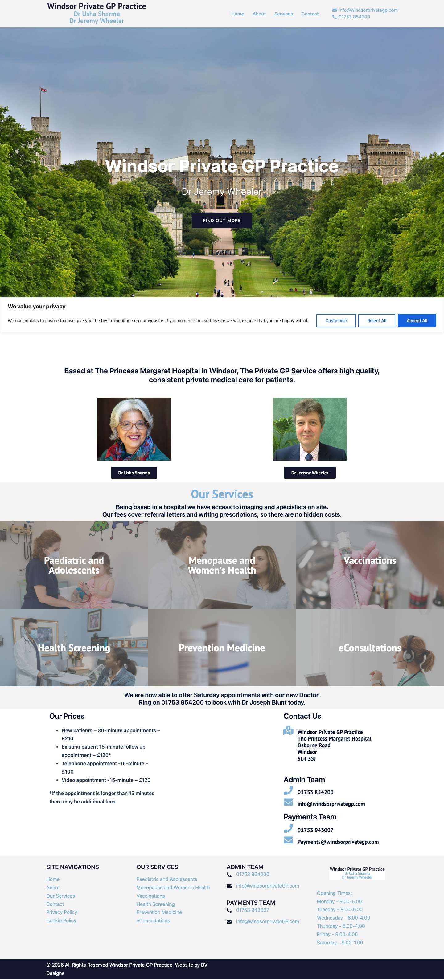Home - Windsor Private GP Practice - Full Screenshot