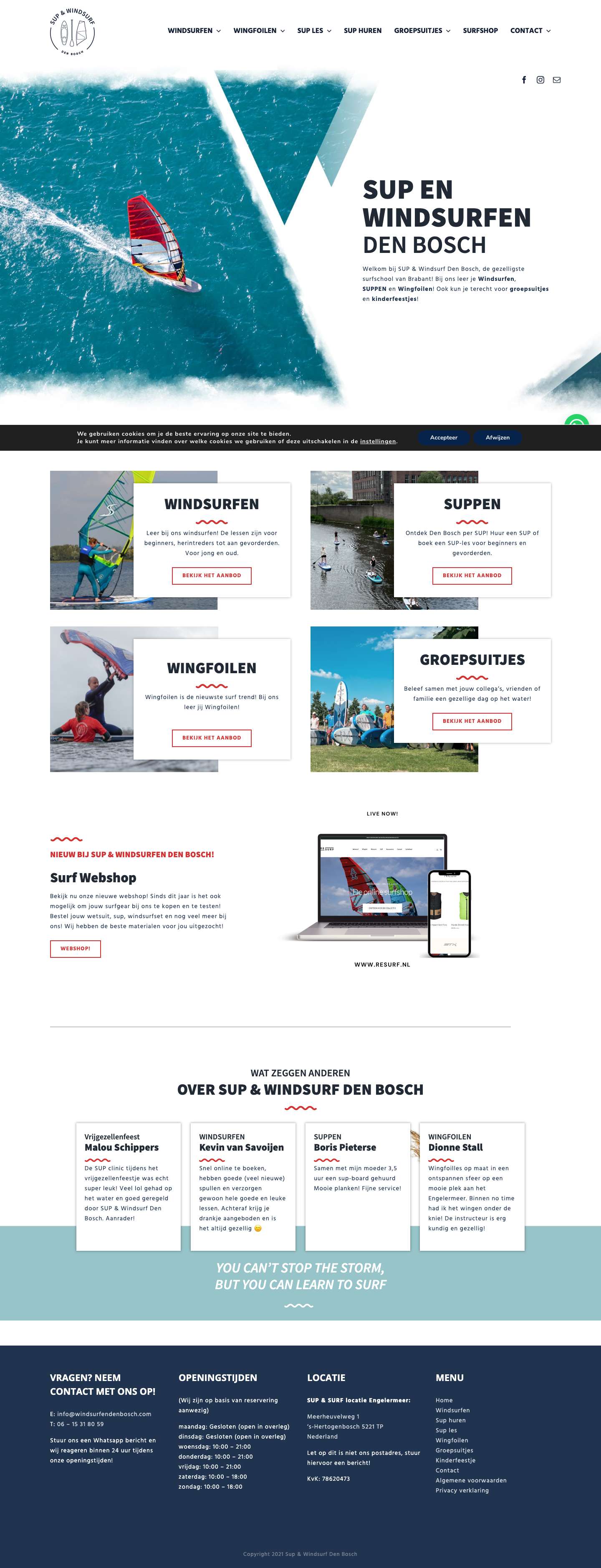 Surfschool in Brabant | Lessen en Verhuur | Windsurf en SuppenWhatsApp - Full Screenshot