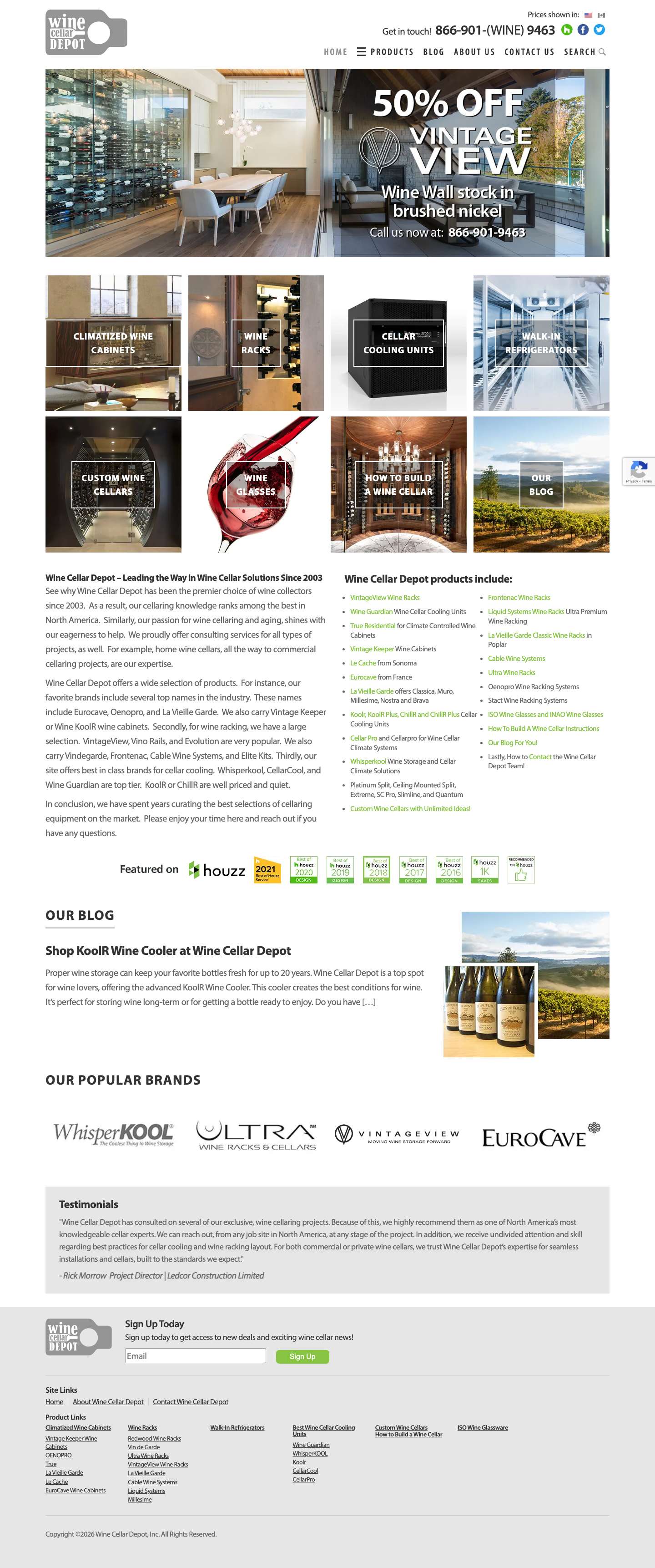 VintageView Wine Racks | Wine Cabinets| Wine Cellar Depot - Full Screenshot