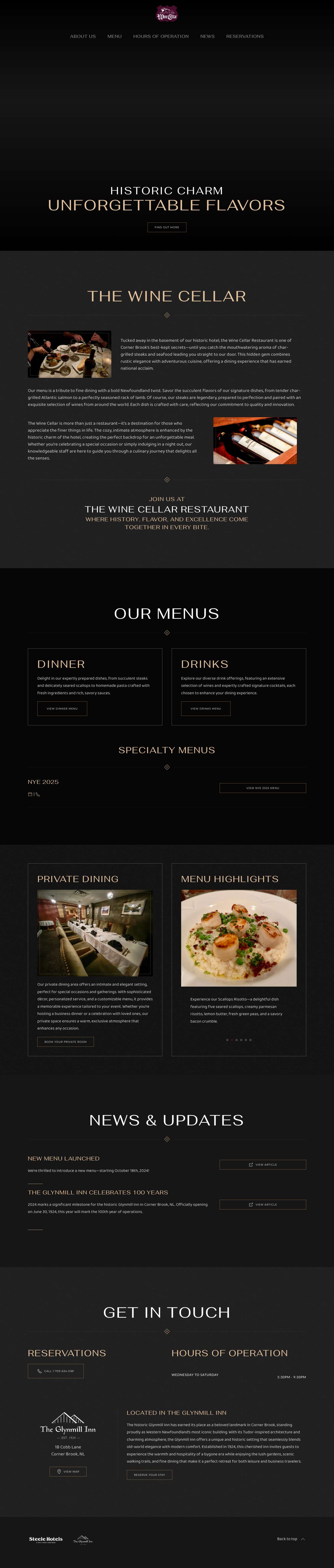 Home Page - The Wine Cellar Steakhouse - Full Screenshot