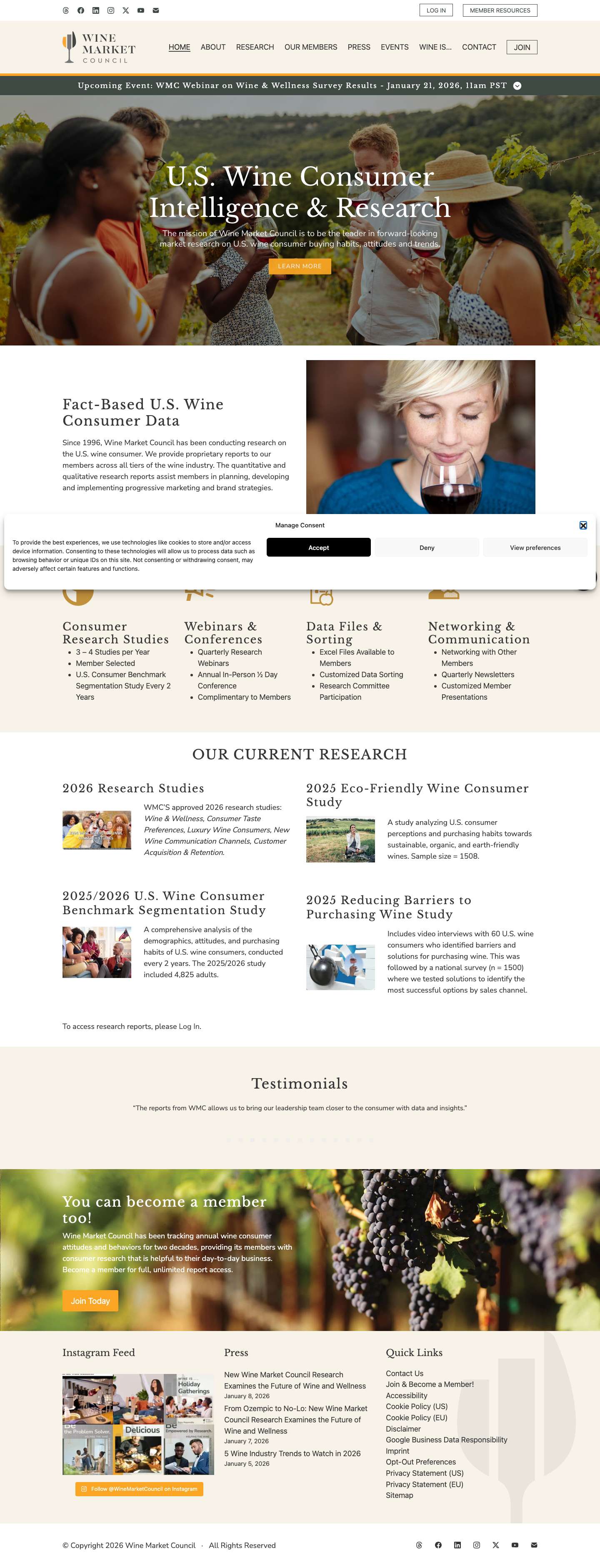 US Wine Market Research and Insights | Wine Market Council - Full Screenshot
