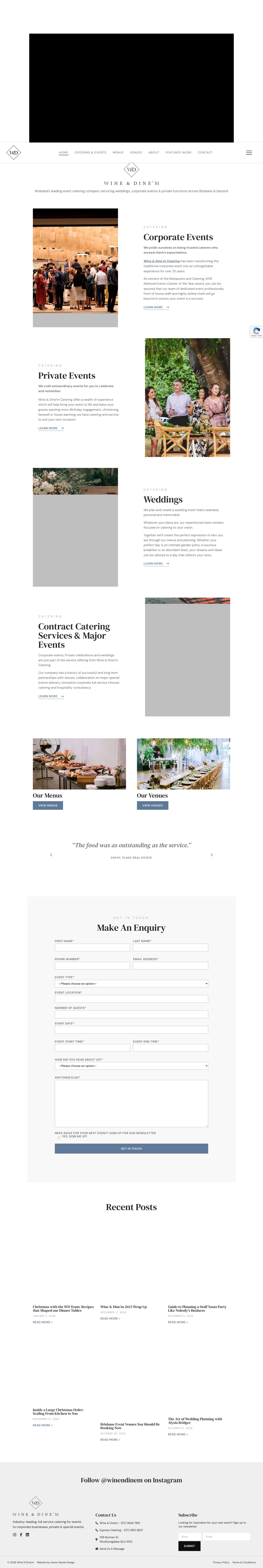 Brisbane's Leading Event Caterer | Wine & Dine'm Catering - Full Screenshot