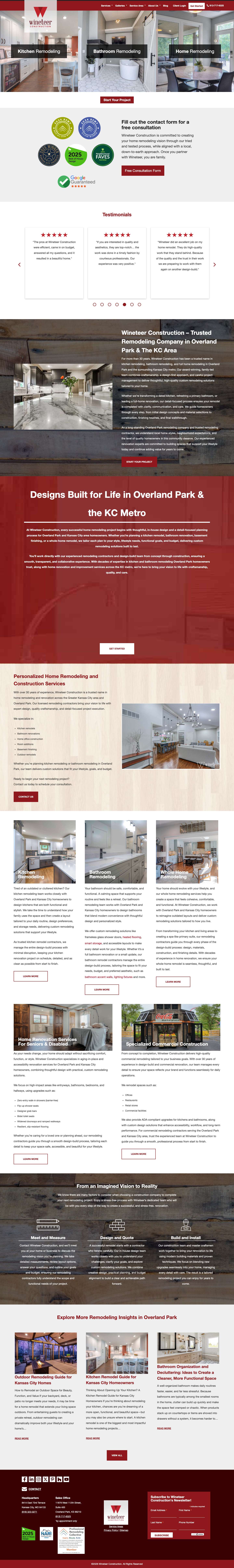 Overland Park Kitchen & Bathroom Remodeling - Wineteer Construction - Full Screenshot