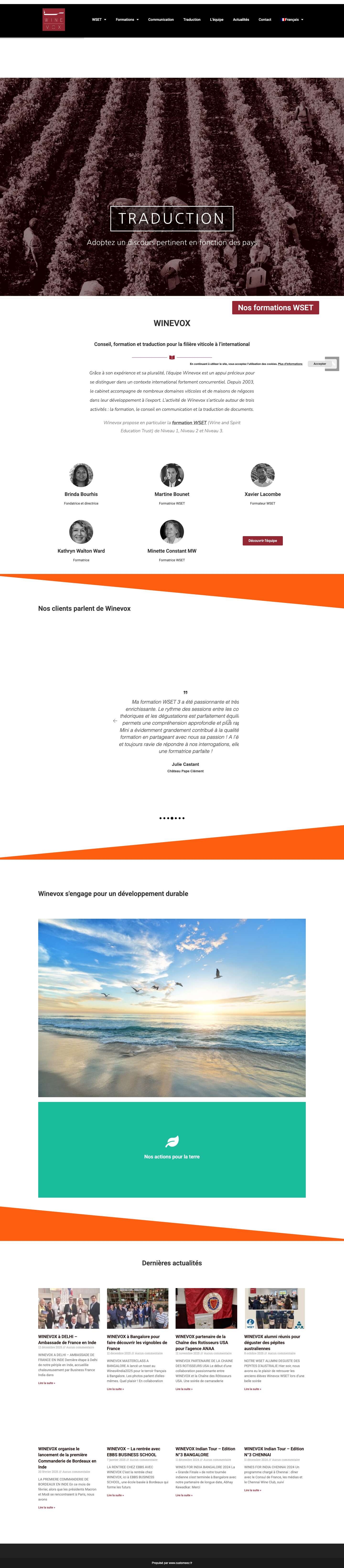 Winevox Conseil formation et traduction pour la filière viticole - Full Screenshot