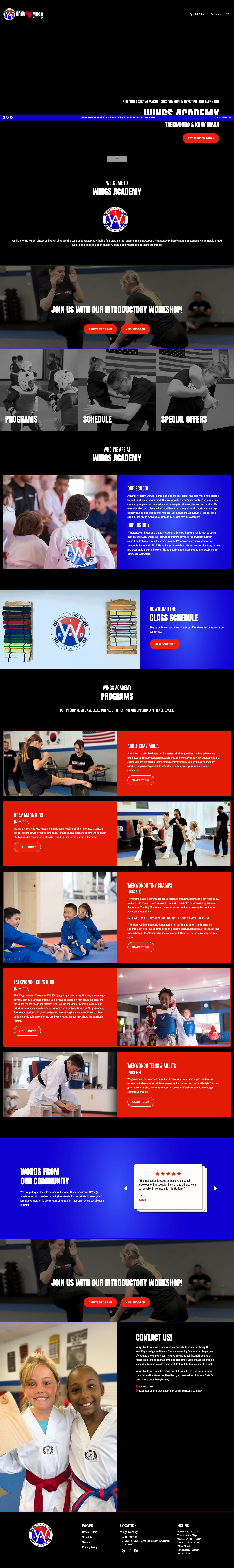Wings Academy – Taekwondo & Krav Maga | West Allis, WIWings Academy – Taekwondo & Krav Maga | West Allis, WI - Full Screenshot