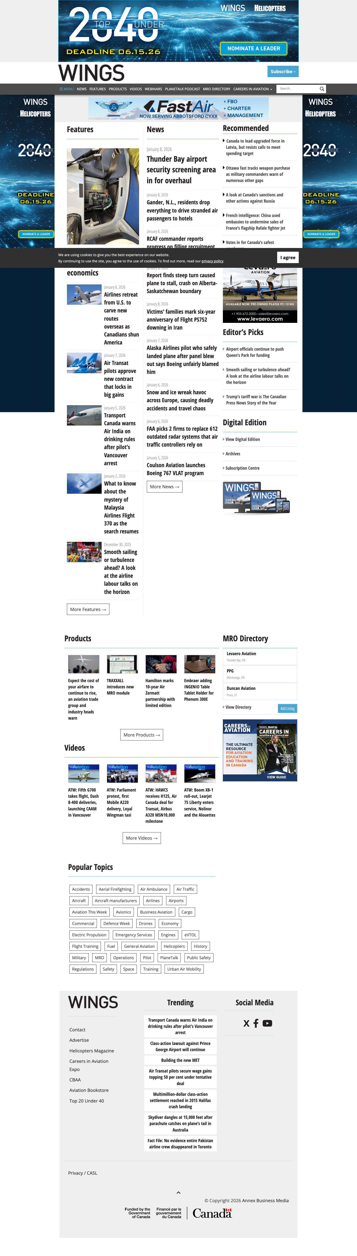 Wings Magazine - Canada's National Aviation ResourceWings Magazine - Full Screenshot