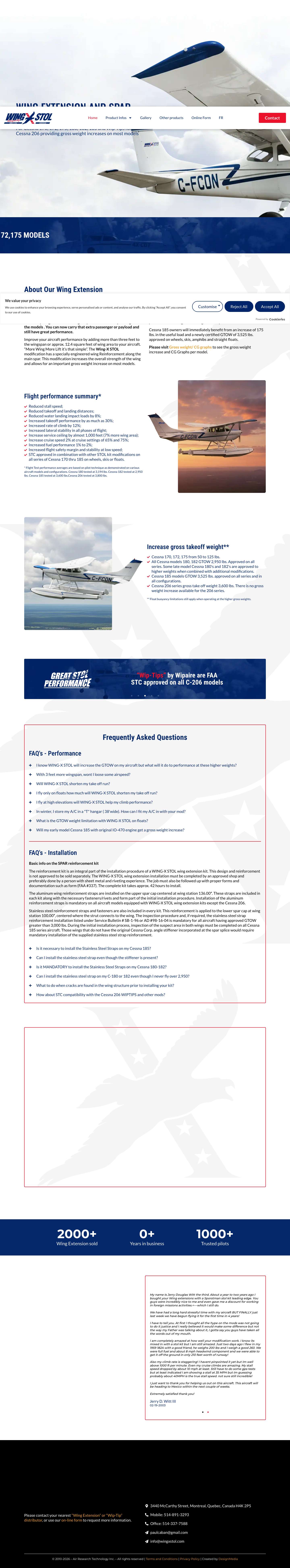 Wing extension and spar reinforcement for cessna | Wing X Stol - Full Screenshot