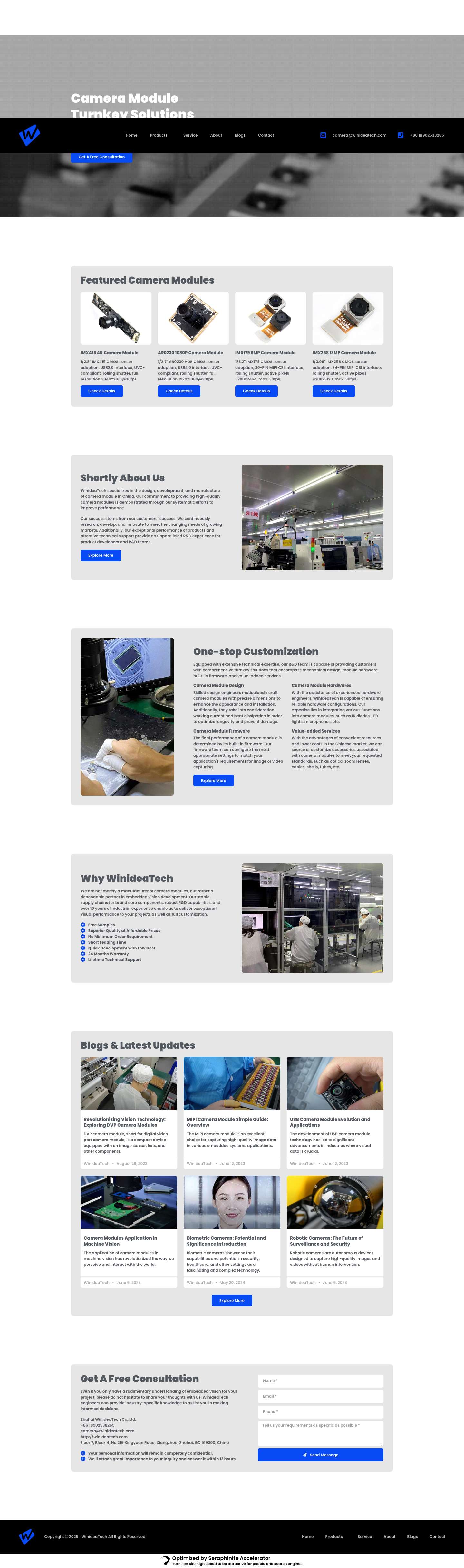 Camera Module Turnkey Solutions - WinideaTech - Full Screenshot