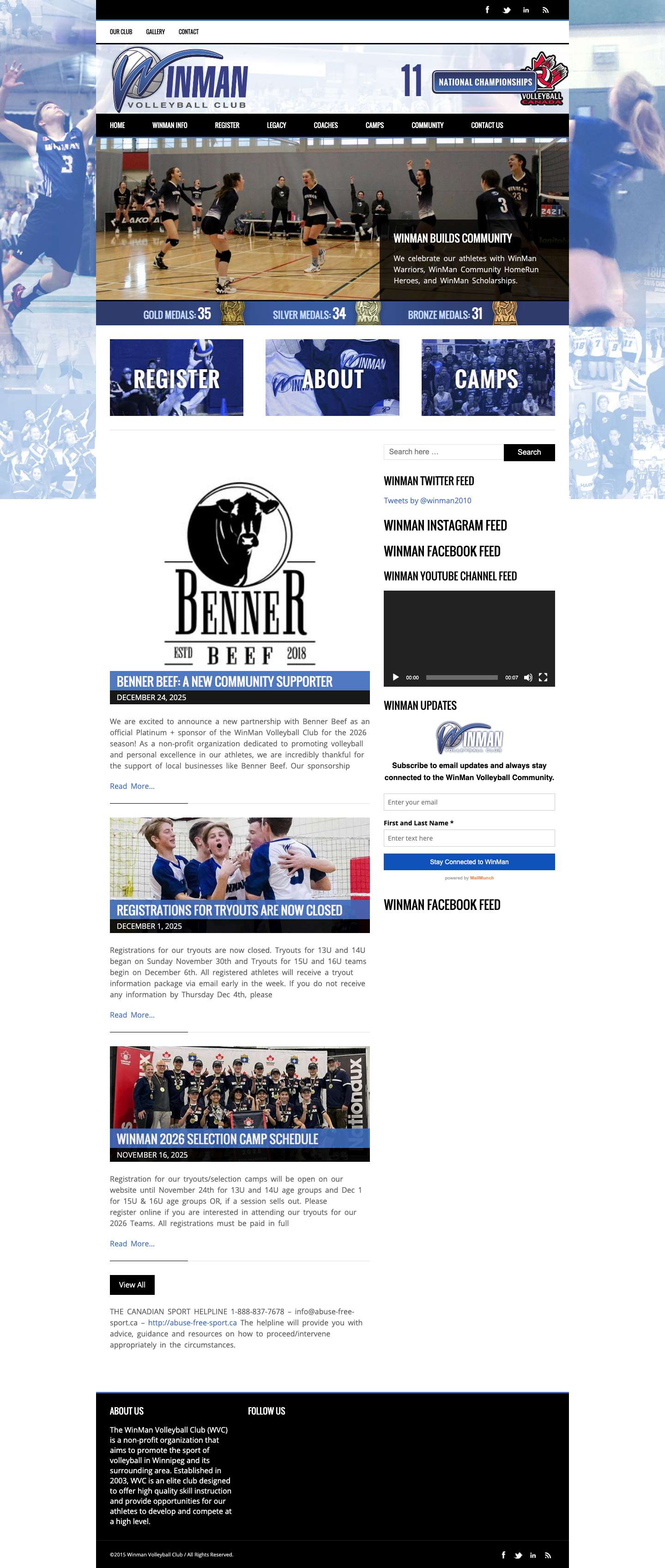 WinMan Volleyball Club | A non-profit organization promoting the sport of volleyball in Winnipeg and surrounding areas. – Elite Volleyball Club for Boys and Girls 12U – 18U - Full Screenshot