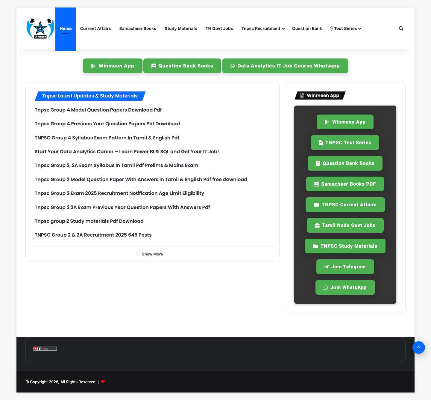 Tnpsc Latest Updates & Study Materials - WINMEEN - Full Screenshot