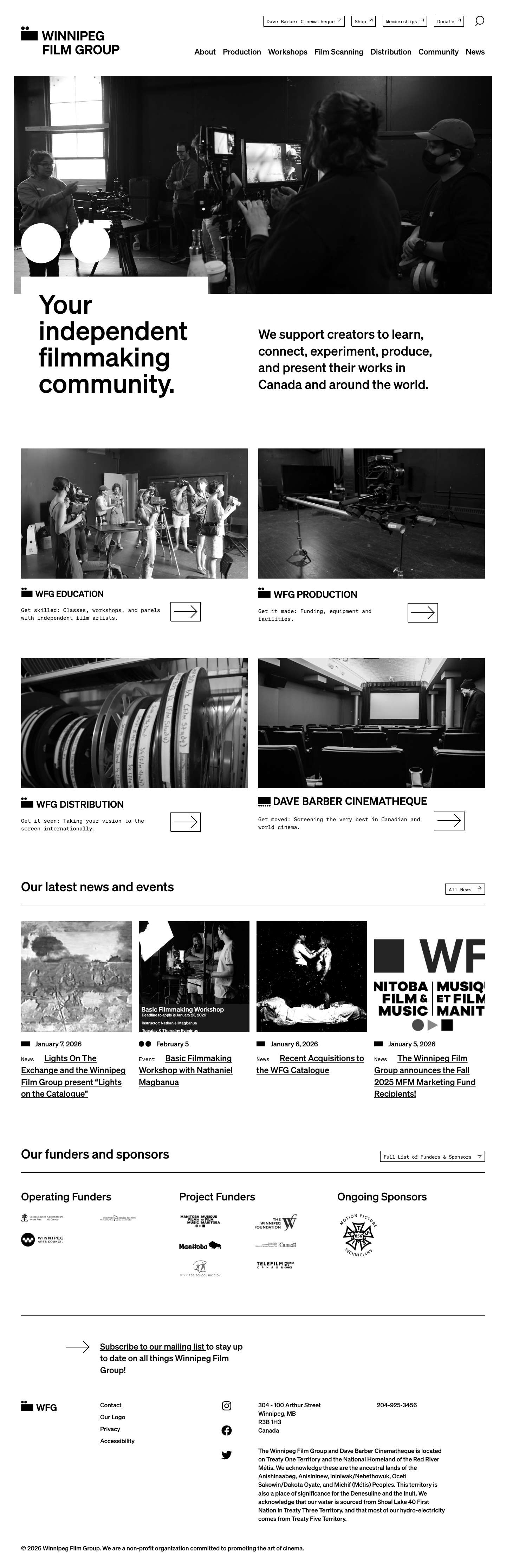 Home | Winnipeg Film Group - Full Screenshot