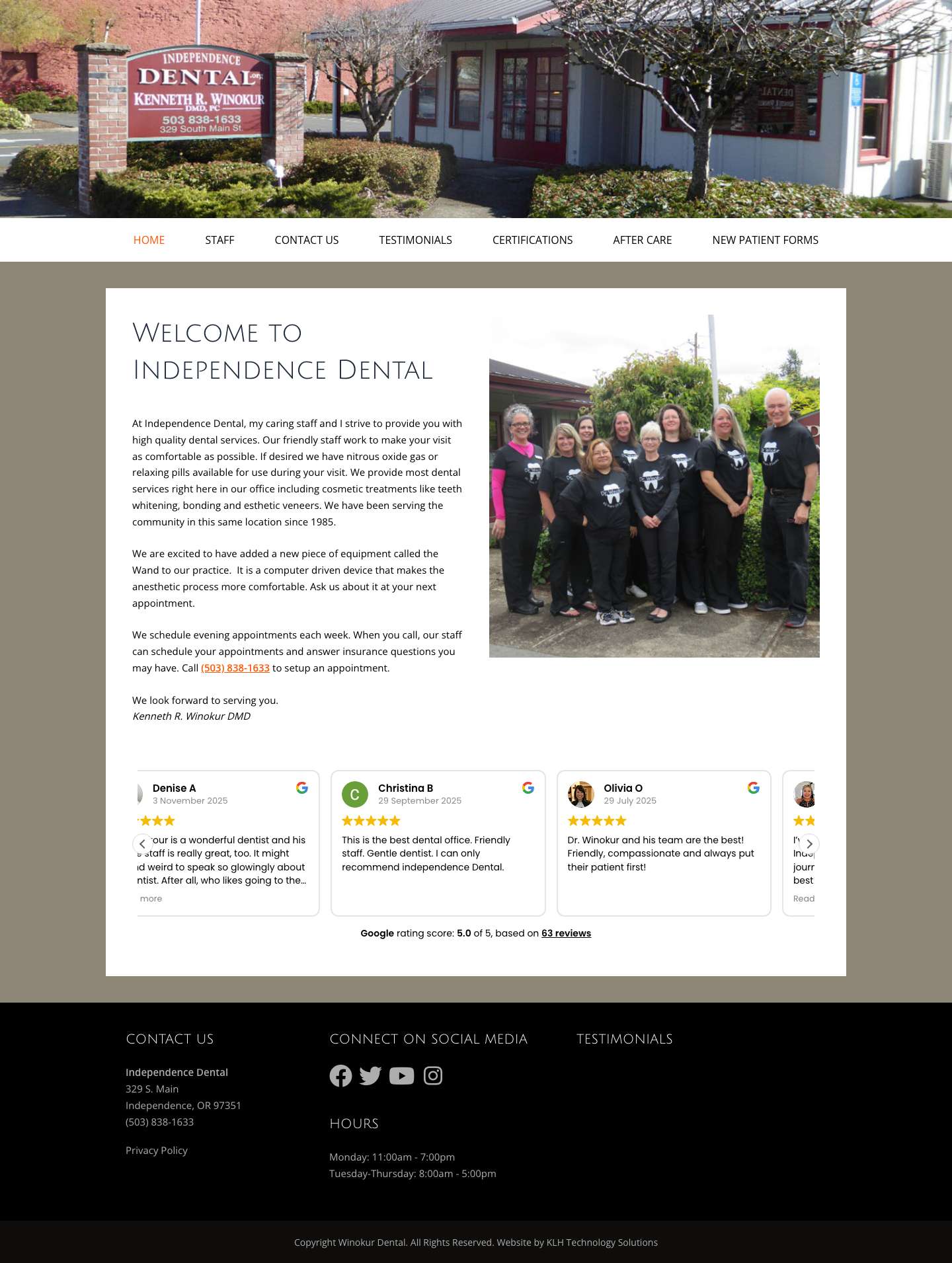 Independence Dental in Oregon | Dr. Kenneth Winokur - Full Screenshot