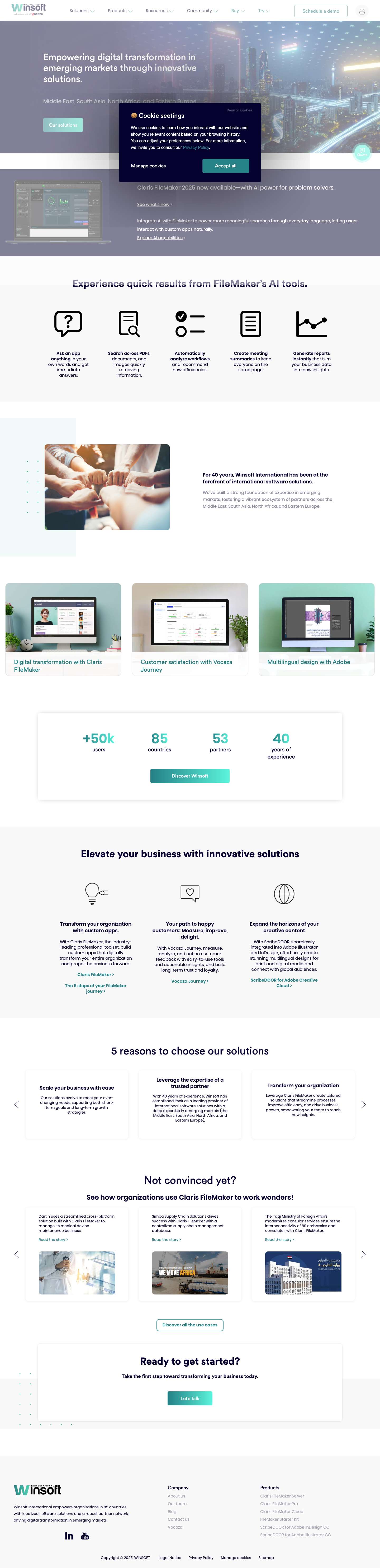 Winsoft International - Exclusive Claris Representative | Buy Claris FileMaker in your language - Full Screenshot
