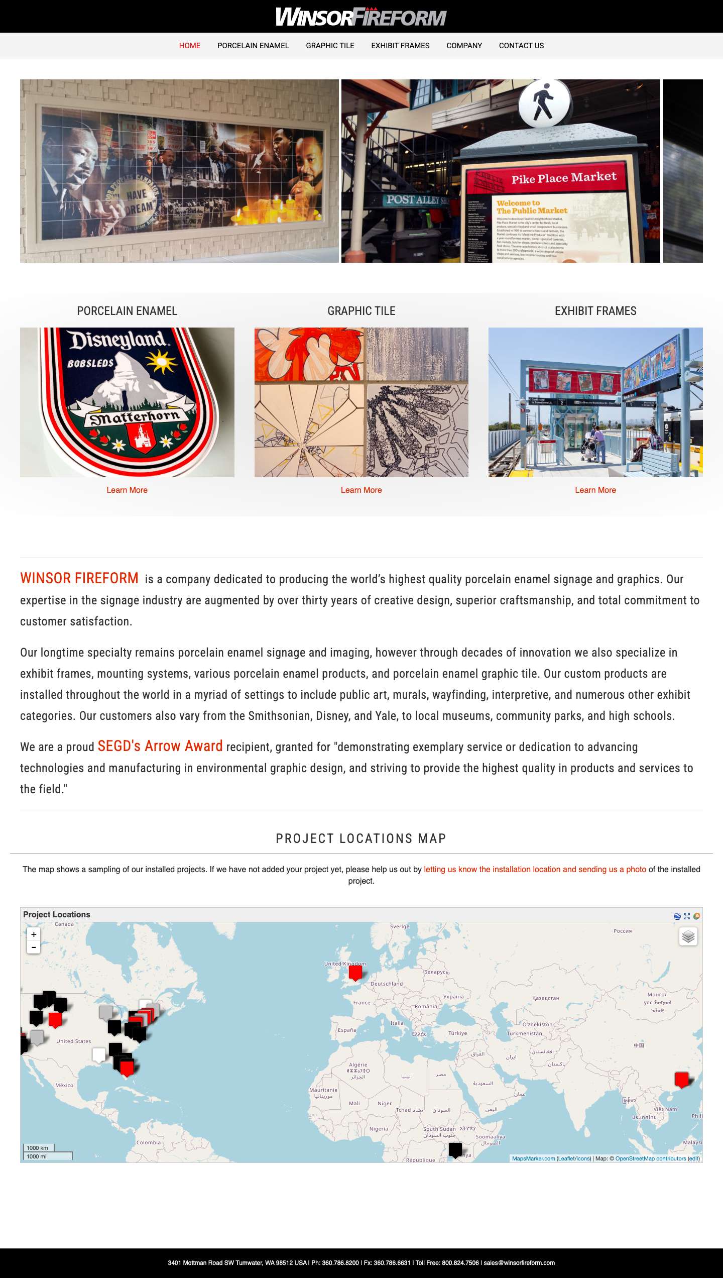 Home - Winsor Fireform Porcelain Enamel Art Mural Signage and Graphics - Full Screenshot