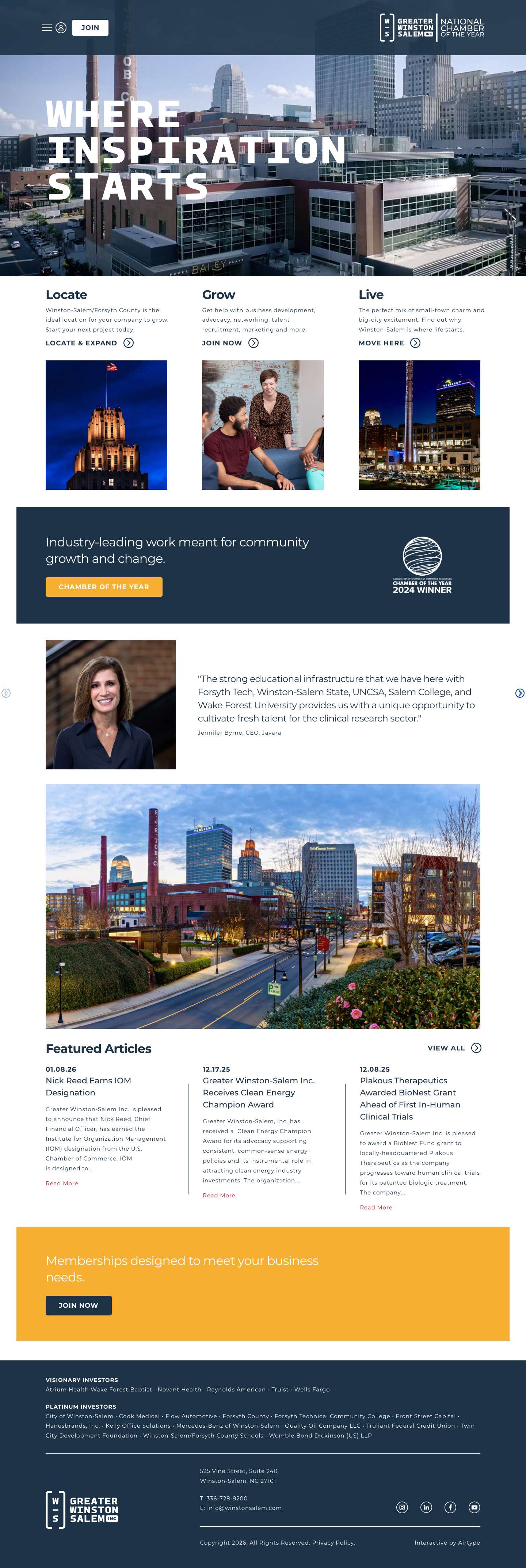 Home - Greater Winston-Salem, Inc. - Full Screenshot