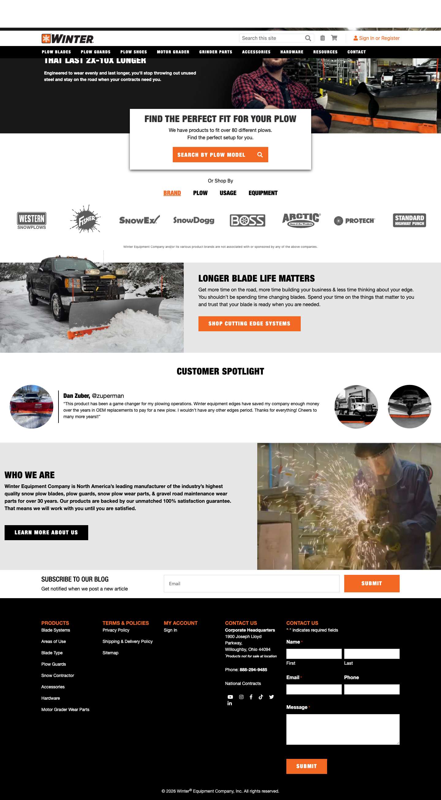 Snow Plow Blades and Guards - Winter Equipment Company - Full Screenshot