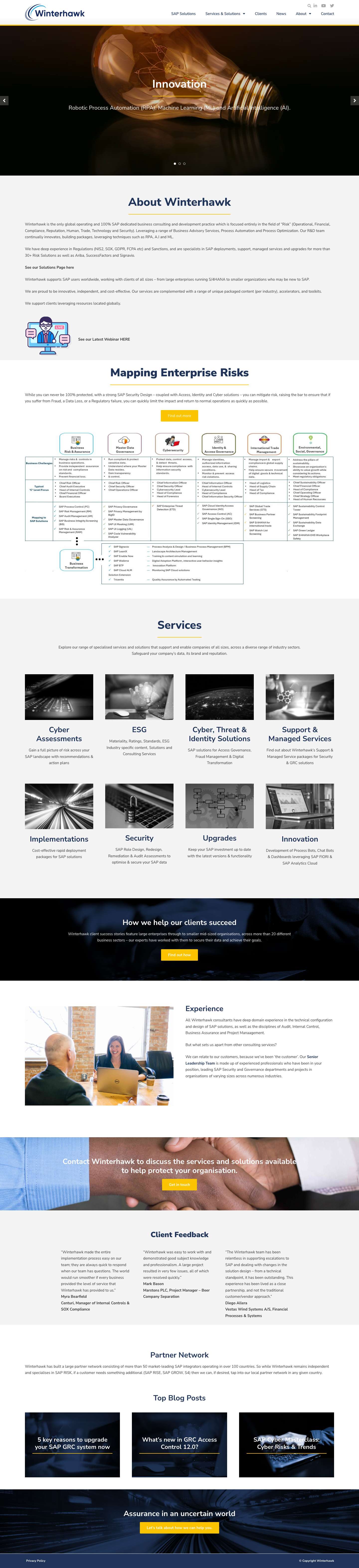 Winterhawk | Award-winning SAP Cyber, Risk Identity & GRC consultants - Full Screenshot
