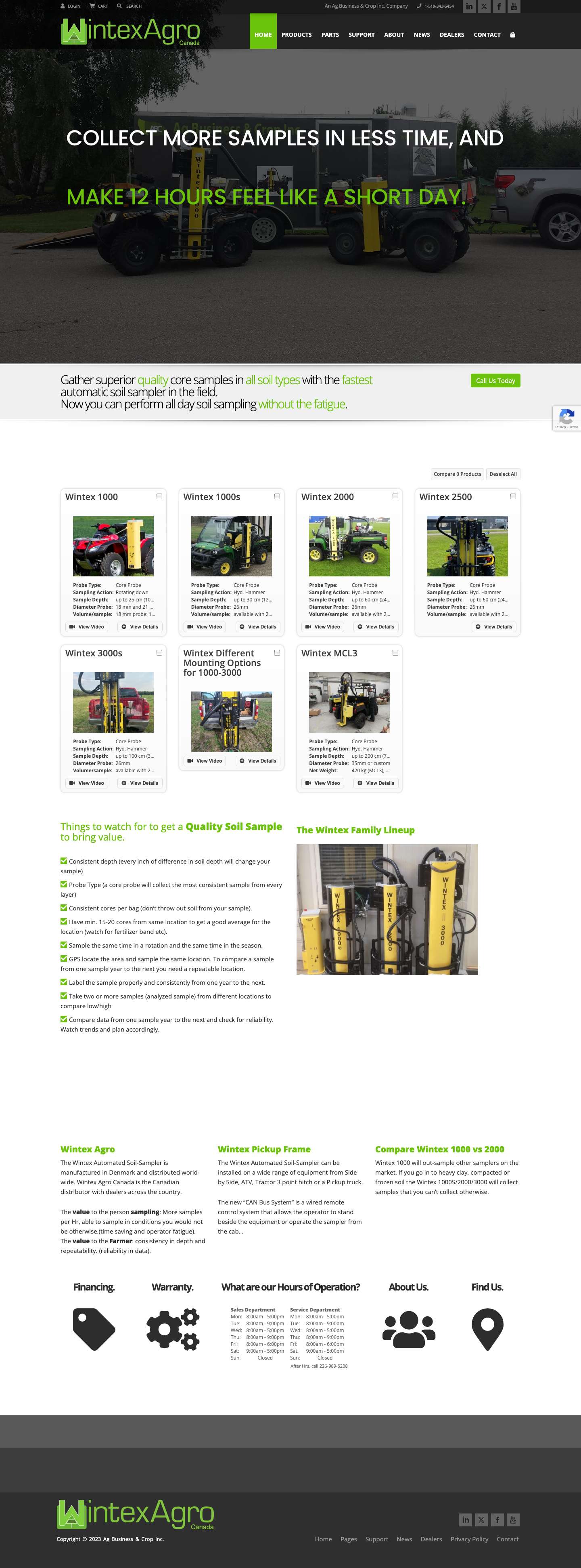 Home - Wintex Agro Canada | Automatic Probe Soil Samplers - Full Screenshot
