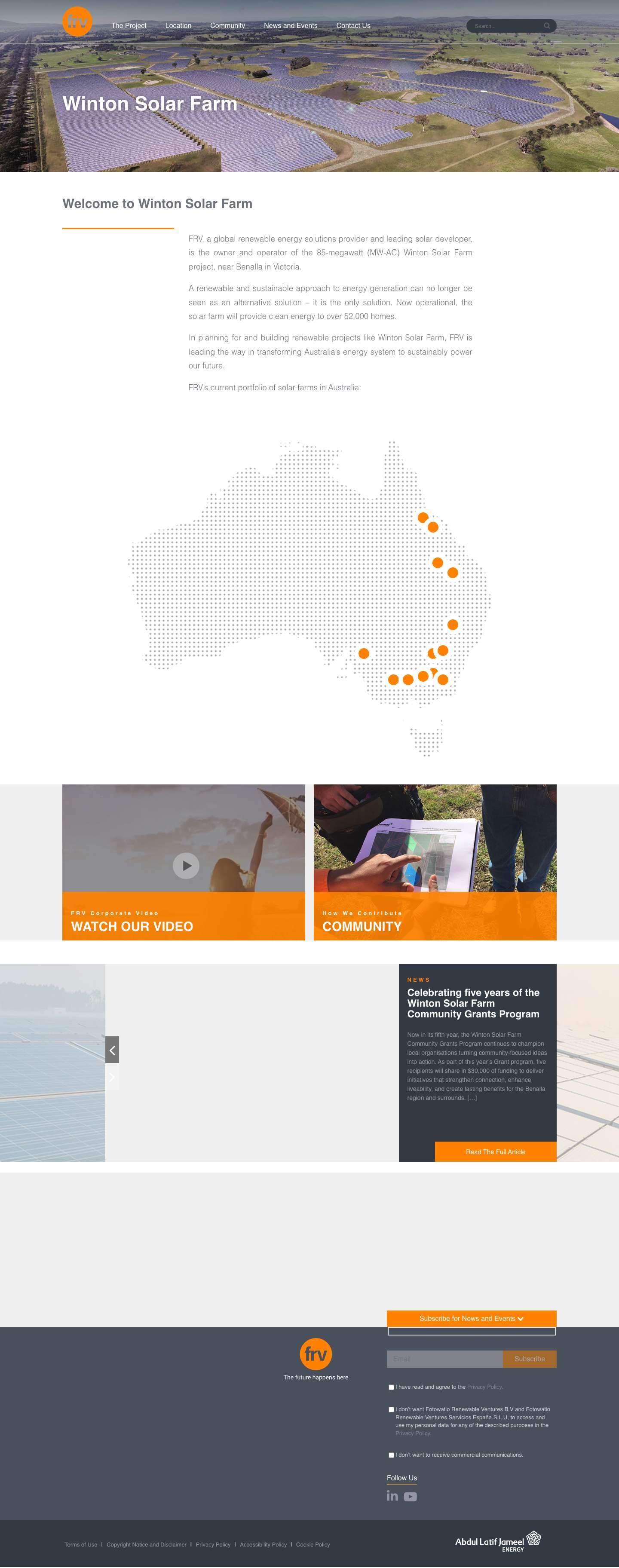 FRV Winton Solar Farm | HomeHome - FRV Winton Solar Farm - Full Screenshot