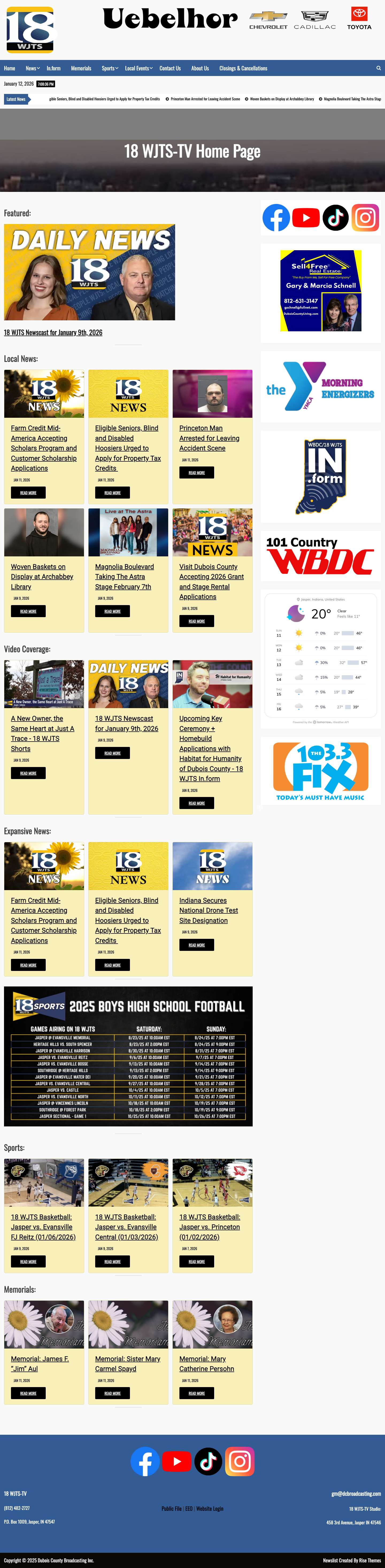 18 WJTS – Local News, Weather, Sports, And Entertainment Available Now. Dubois County, Spencer County, Pike County, & Daviess County. - Full Screenshot