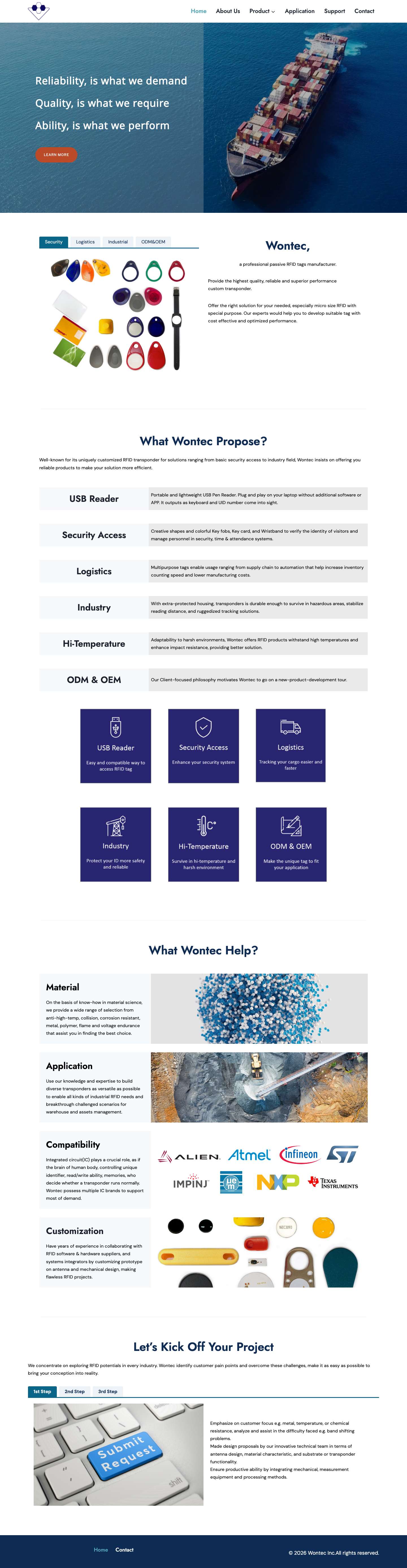 Home - Wontec - Passive RFID tags manufacturer & Custom service - Full Screenshot