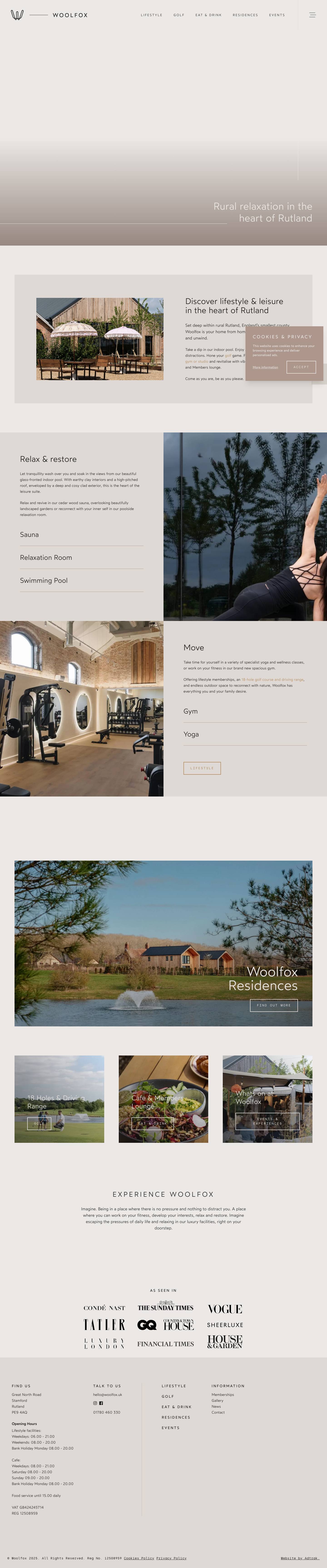 Woolfox | Luxury Lifestyle Members Club | Rutland & Stamford - Full Screenshot