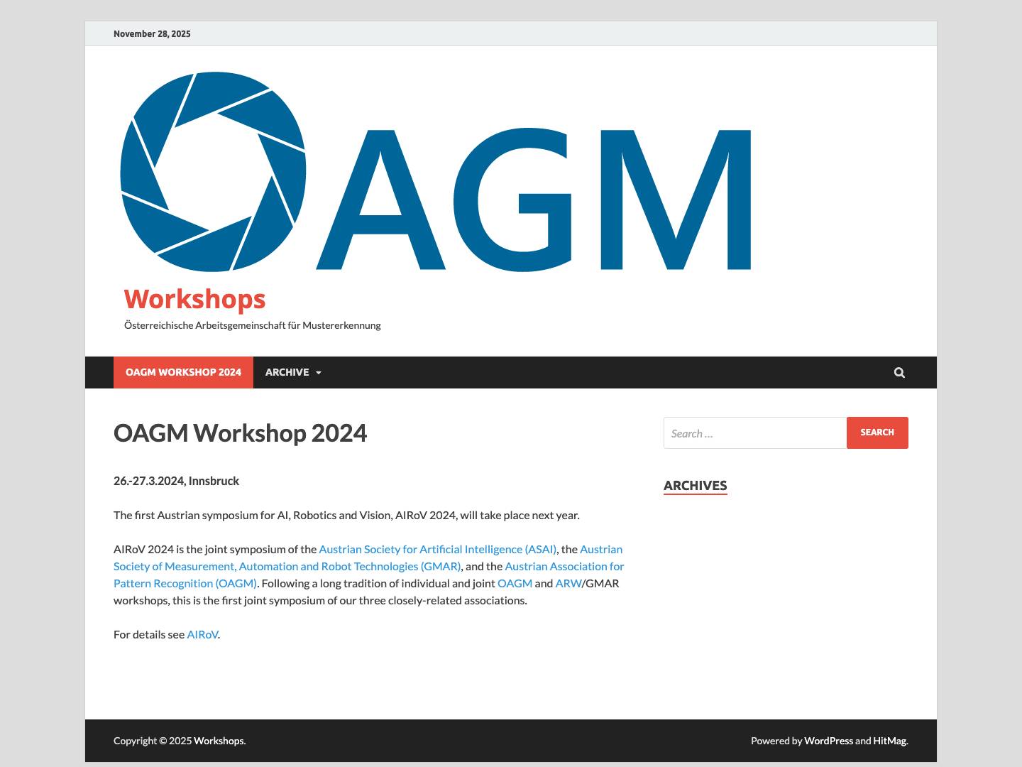 Workshops – Österreichische Arbeitsgemeinschaft für Mustererkennung - Full Screenshot