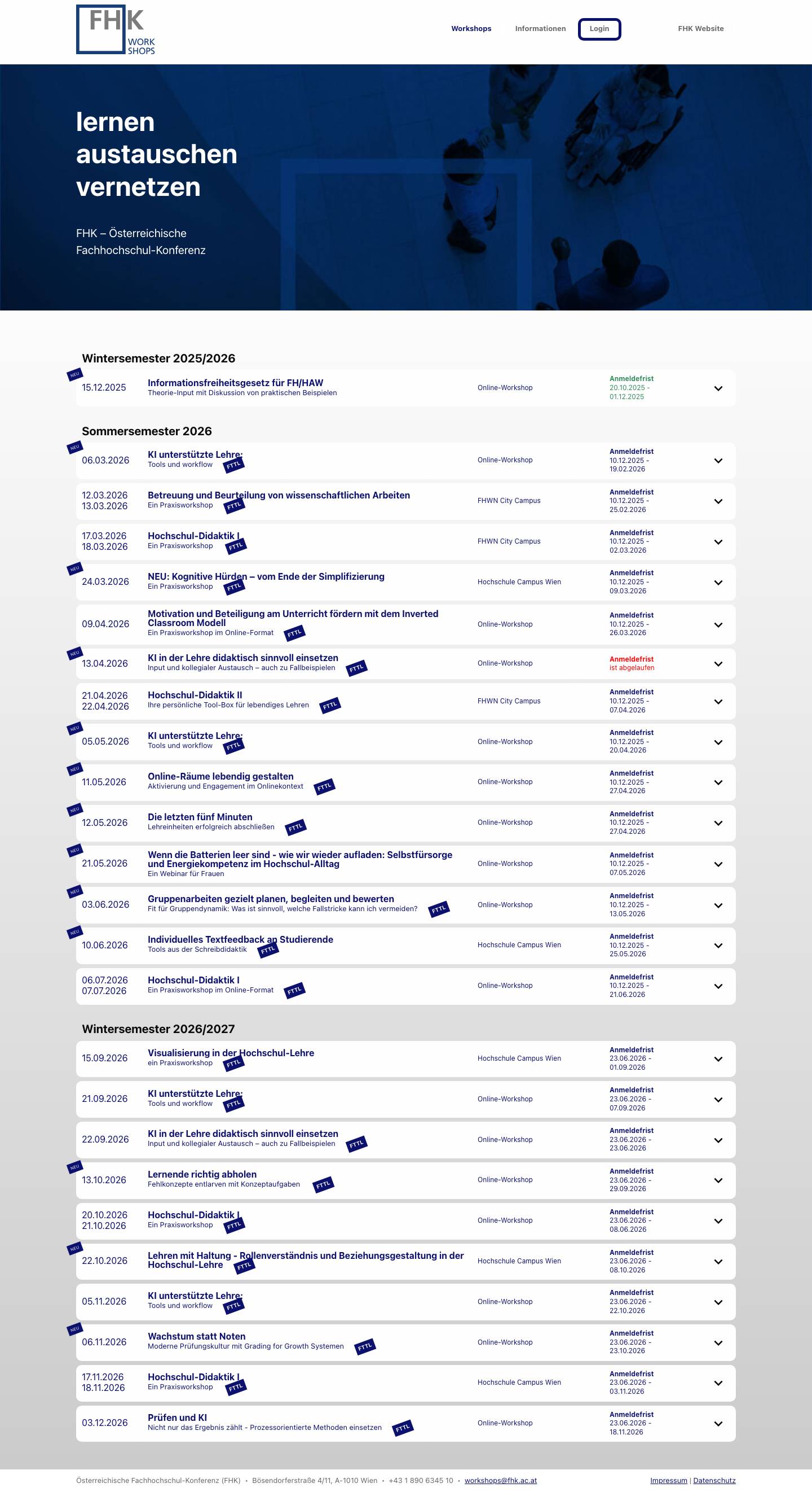 FHK Workshops – FHK Workshops - Full Screenshot