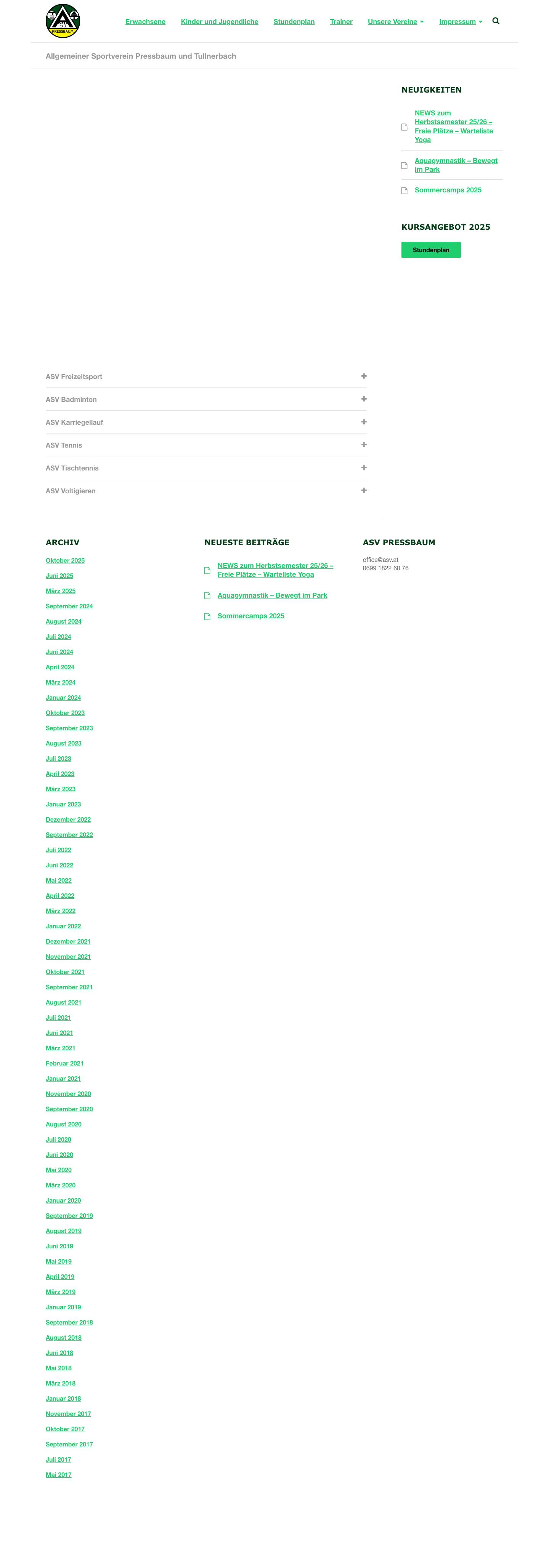 Allgemeiner Sportverein Pressbaum und Tullnerbach - Full Screenshot