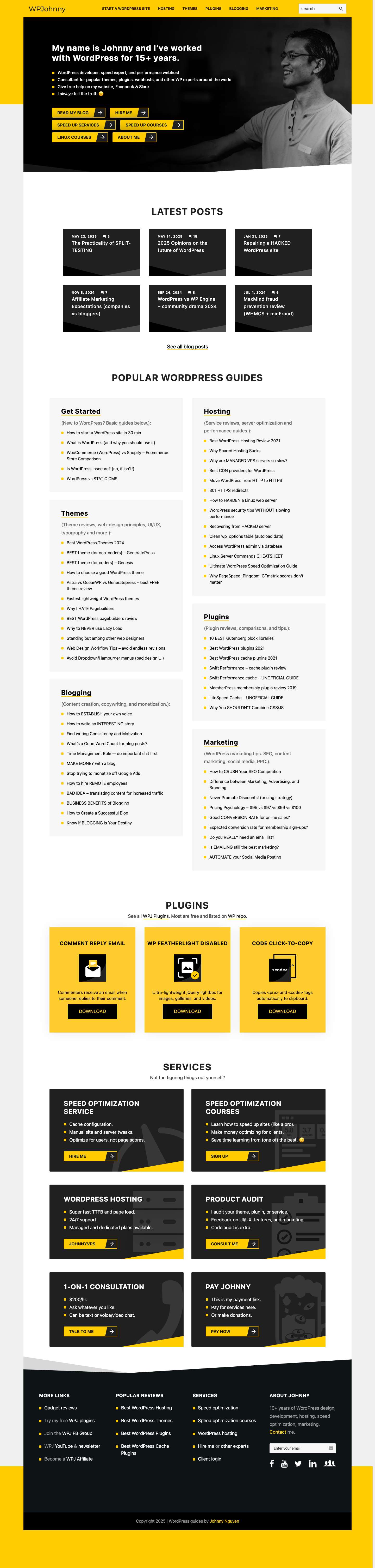 WPJohnny – WordPress Performance Guides and Reviews - Full Screenshot