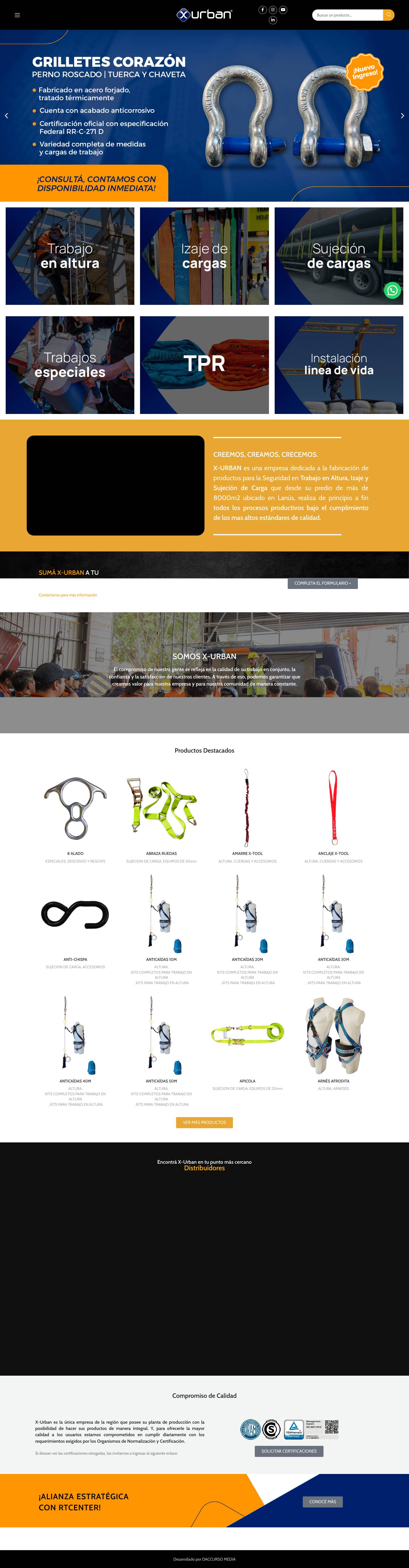 X-URBAN: fabricación de productos para la Seguridad en Trabajo en Altura, Izaje y Sujeción de Carga - Full Screenshot