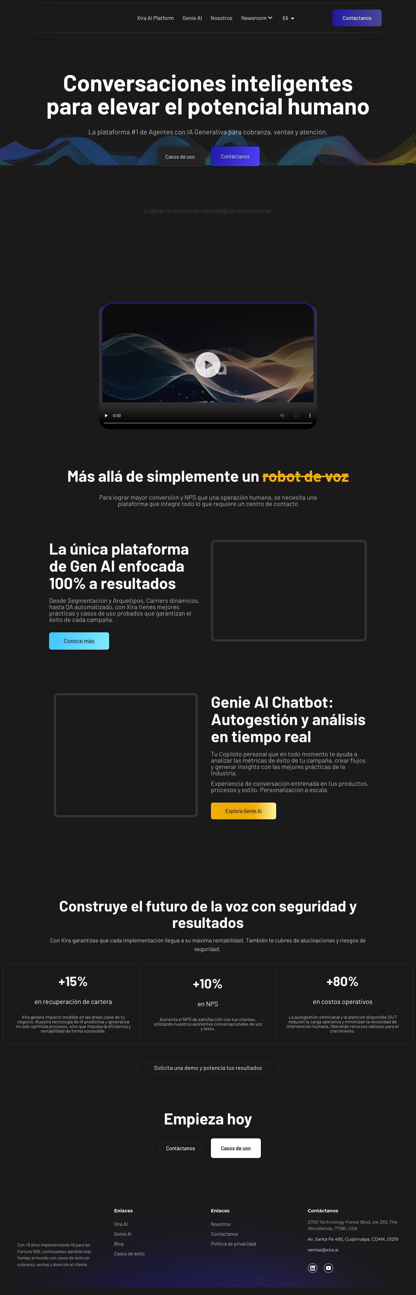 Voicebot e IA generativa para empresas | Xira - Full Screenshot
