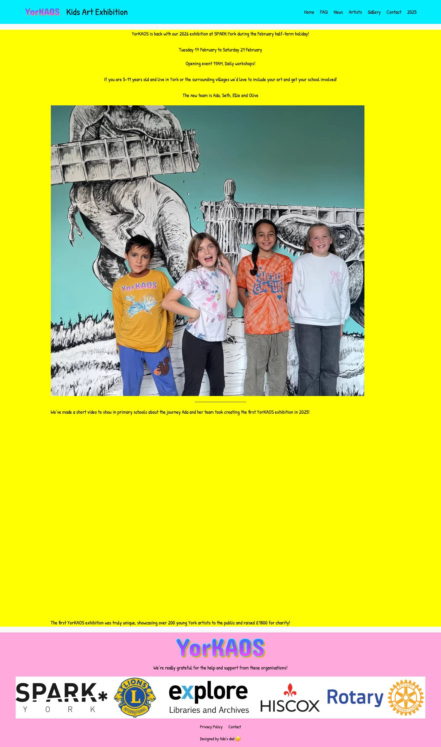 Exhibition Front Page - YorKAOS - Full Screenshot