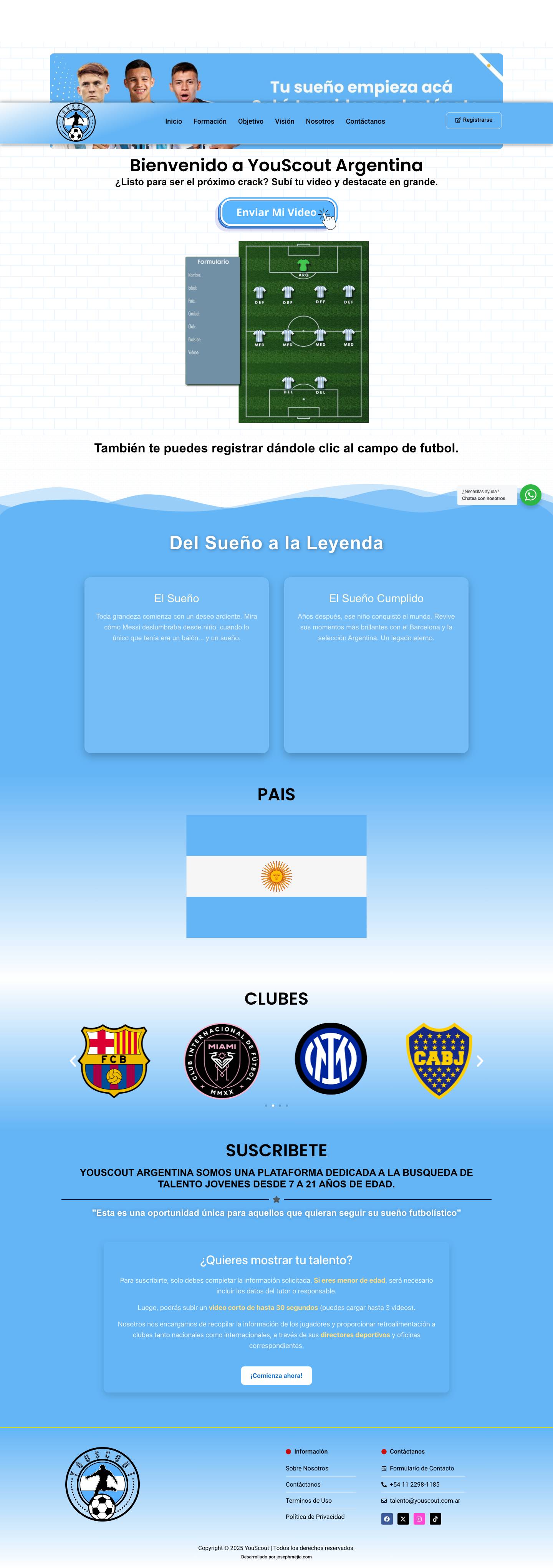 YouScout - La Plataforma Scout de Argentina para Futbolistas. - Full Screenshot