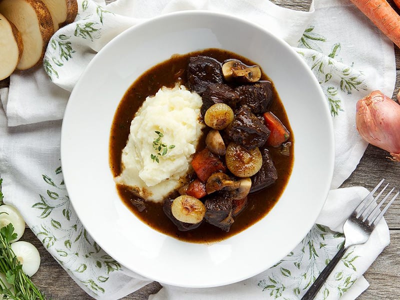 Classic Beef Bourguignon with Mashed Potatoes