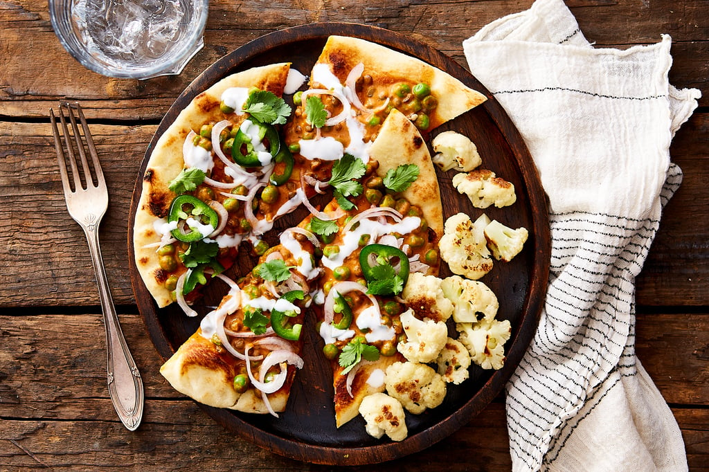 Indian Spiced Lentil & Green Pea Flatbread with Roasted Cauliflower