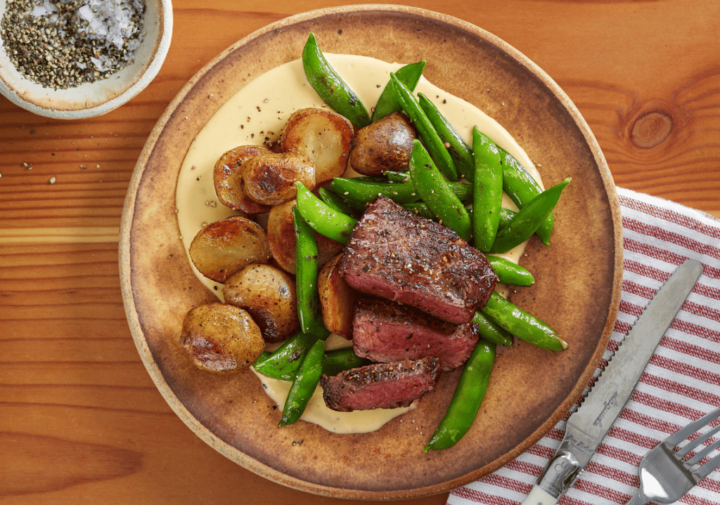 Pan-Seared Sirloin Steak with Sous Vide Potatoes & Béarnaise Sauce