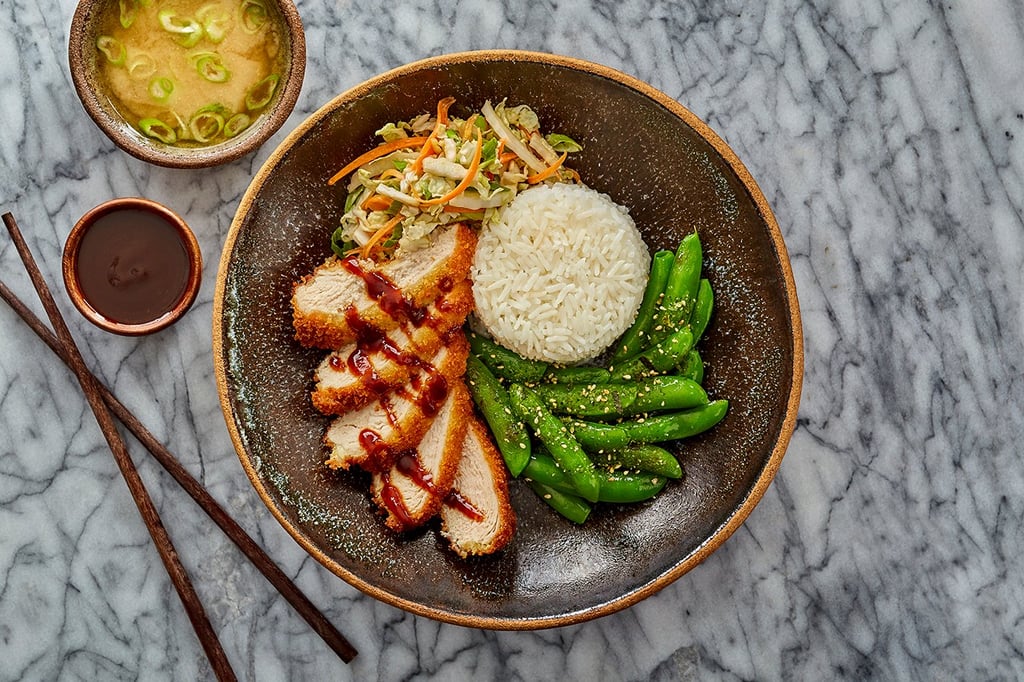 Chicken Katsu Bento Bowl with Jasmine Rice & Sautéed Sugar Snap Peas