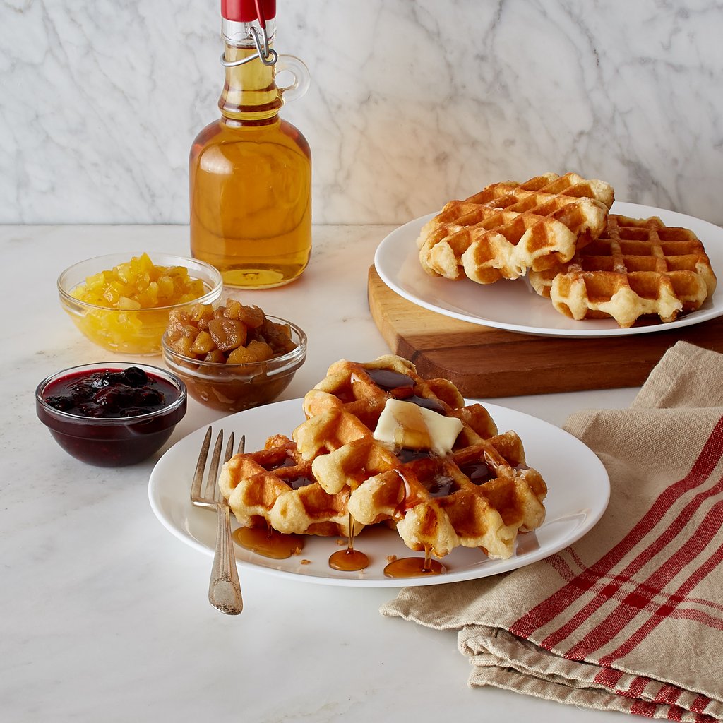 Artisanal Belgian Waffles with Apple-Cinnamon Compote