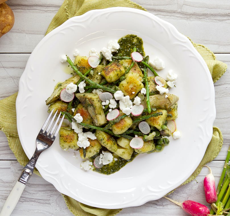 Lemon Gnocchi with Asparagus, Basil Pesto, and Goat Cheese