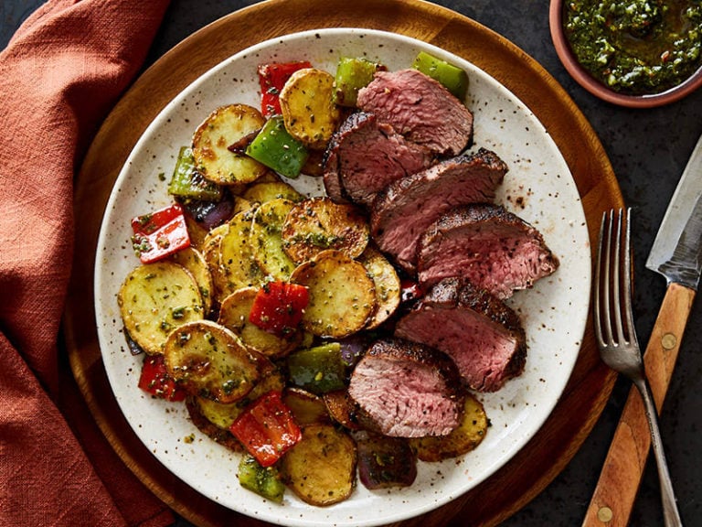 Argentinian Steak with Chimichurri Potatoes & Roasted Vegetables