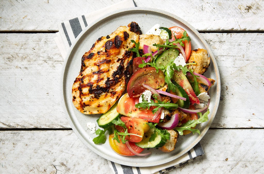 Grilled Rosemary Chicken and Heirloom Tomato Panzanella