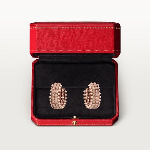 Clash de Cartier hoop earrings, double row, paved 6